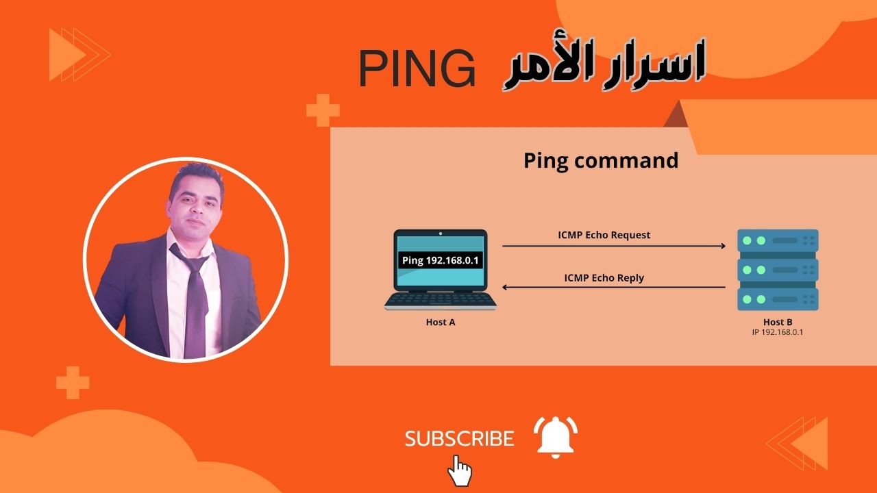 موجه الأوامر تعرض نتائج أمر Ping واختبار اتصال الشبكة